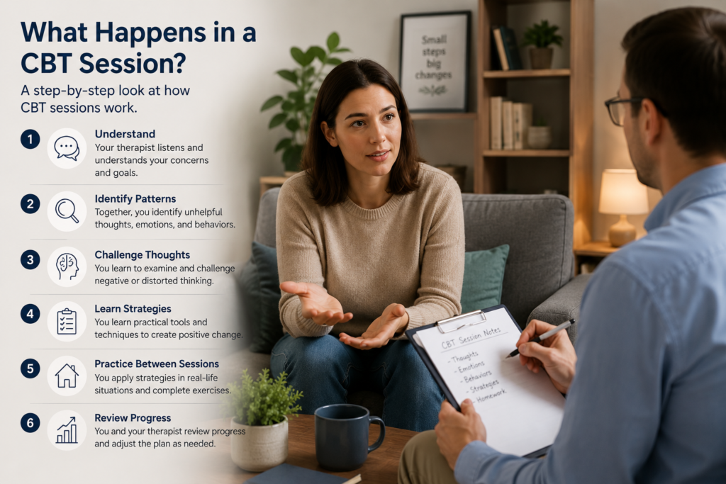 What Happens in a CBT Session? A Step-by-Step Walkthrough What Happens in a CBT Session? A Step-by-Step Walkthrough